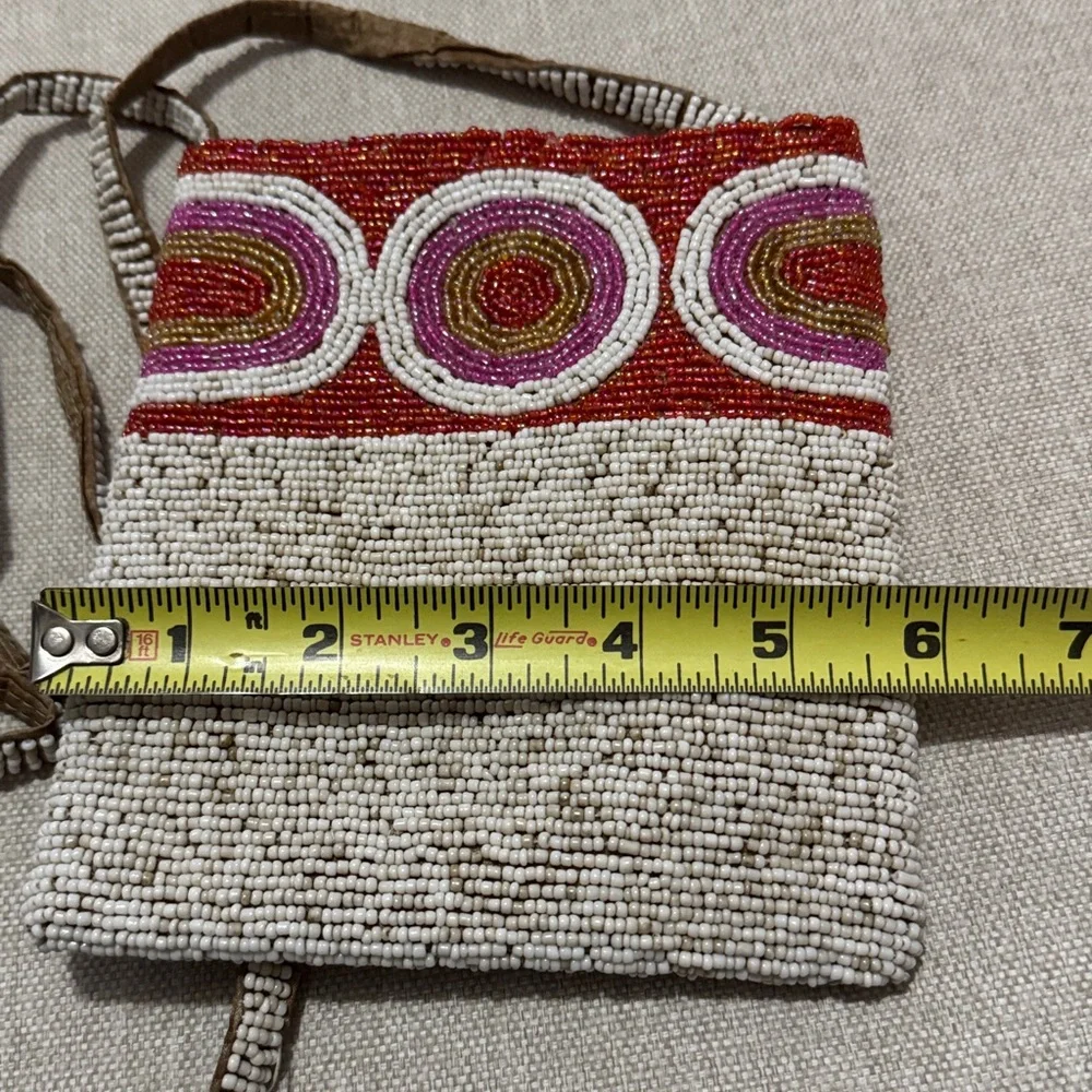 Beaded Mini Crossbody Bag-Seed Beads-Red/Pink/White-ZipTop-GUC